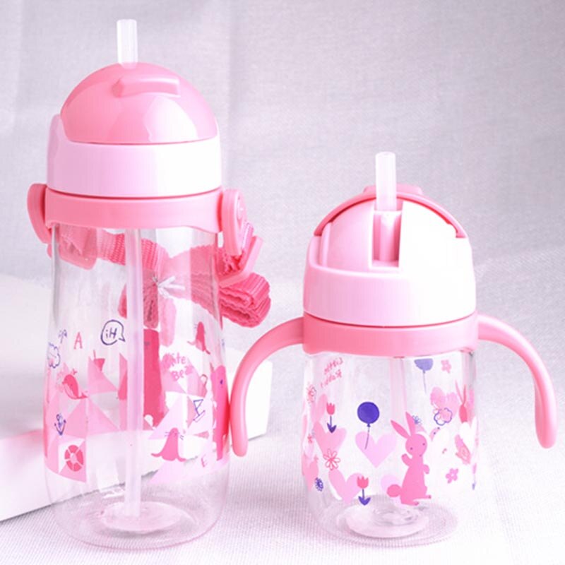 230/450 ml Peuter Zuigeling Water Fles Kinderen Babyvoeding Cup Leuke Cartoon Gedrukt Veilig Mooie Baby Water Cup met Stro