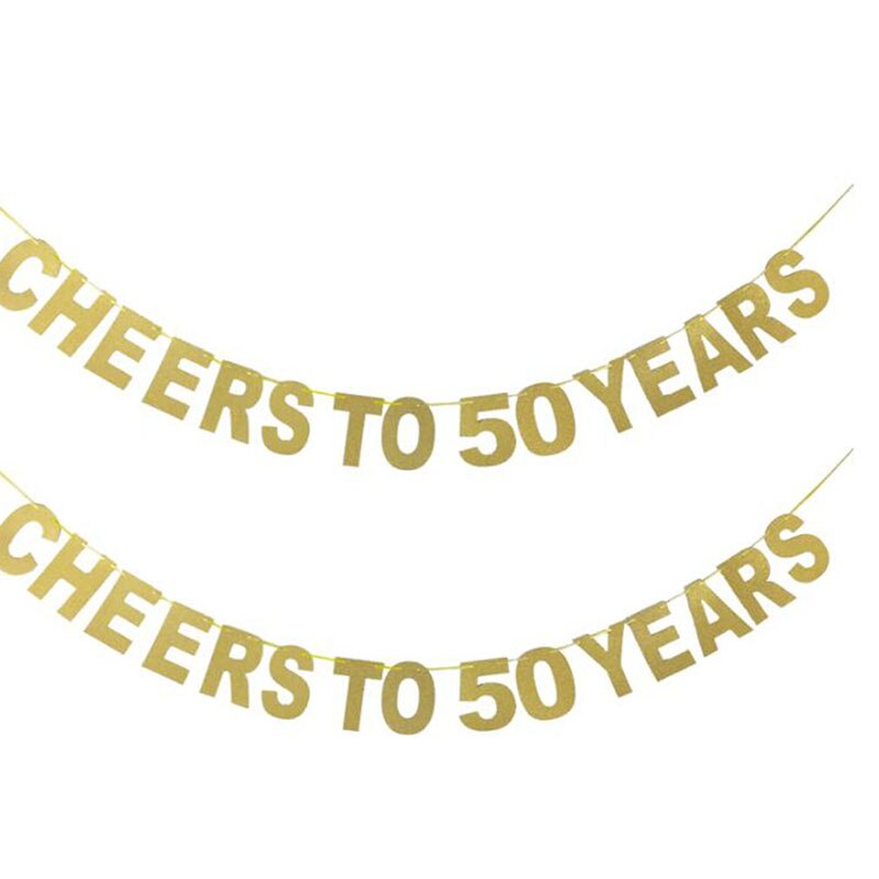 Gold Glitter Banner Cheers To 30 40 50 60 70 Years Letter Birthday Party Banner Garland Wedding Celebration Decoration: 03