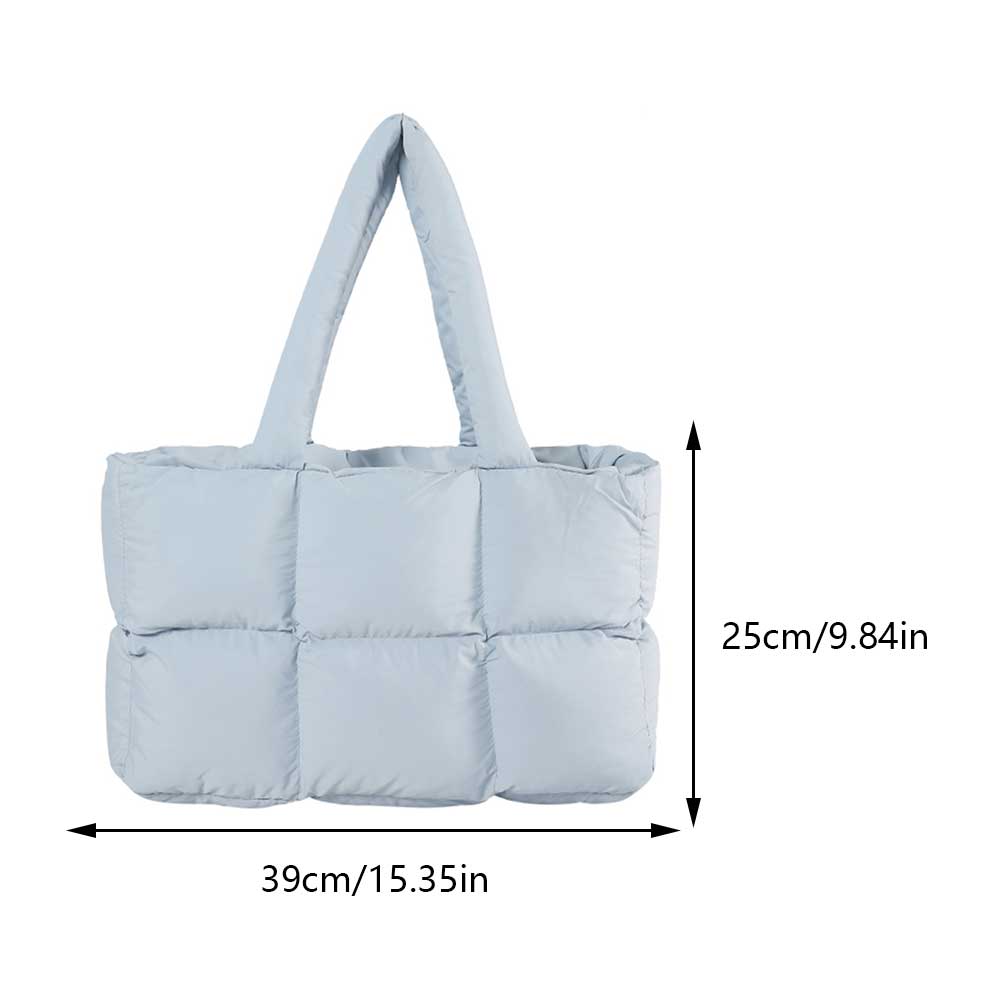 Bolsos de hombro acolchados a cuadros Retro para mujer, bolsos acolchados de invierno de Color sólido a la , bolsos de compras de gran capacidad para mujer: Azul