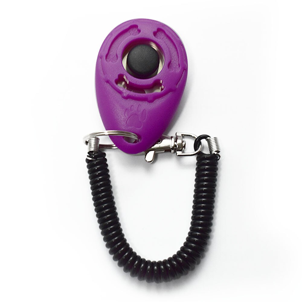 Pet Dog Trainings Personal Sounder Dog Trainer Click Adjustable Sound Plastic Key Chain and Wristband Dog Pet Product: Purple