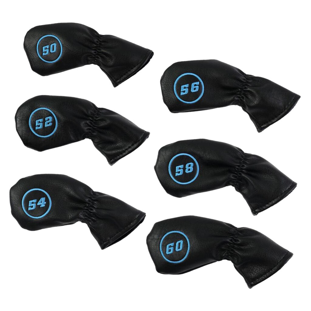 6Pcs Pu Leer Golf Club Head Cover Headcovers Wedge Iron Putter Beschermen Mouw