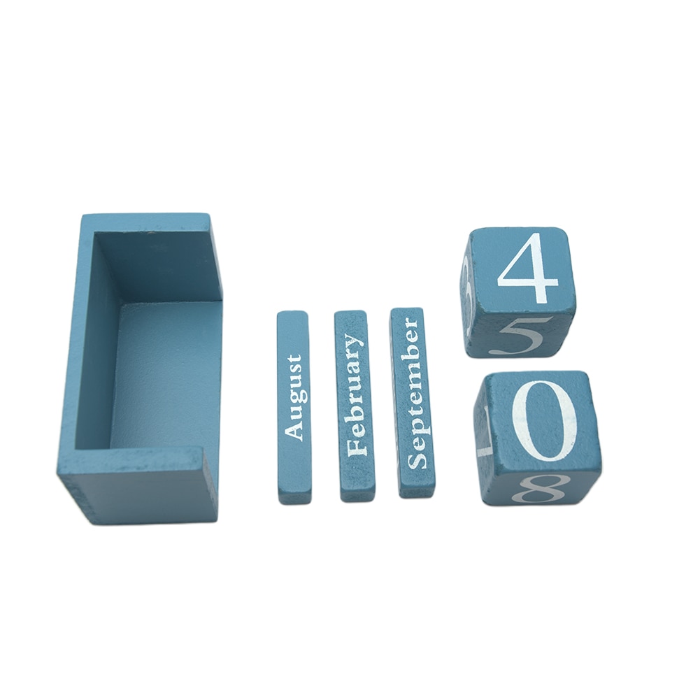 Living Room DIY Planner Desktop Wood Block Month Date Display Desk Decoration Home Office Decor Reusable Wood Calendar