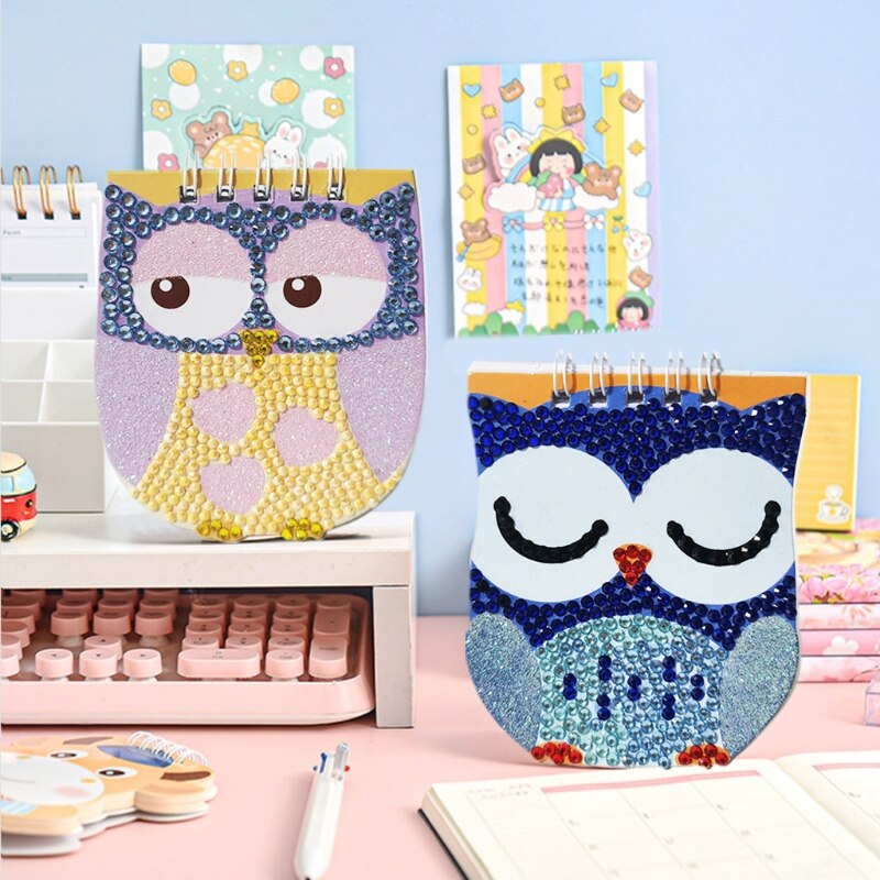 6 Pcs/Set DIY Diamond Painting Notebook Owl Shaped Diamond Art Kits Embroidery Cross Stitch Journal Diary Book Children