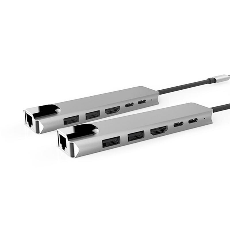 Professionele Mode 6 In 1 Usb Type C Hub Adapter Dock Met 4K Hdmi-Compatibel RJ45 Ethernet Lan lading Mobiele Telefoon Accessoire