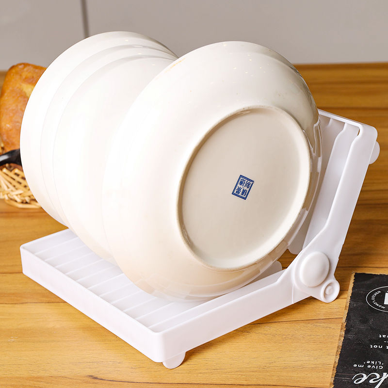 Foldable Dish Plate Drying Rack Organizer Drainer Plastic Storage Holder White Kitchen Organizer