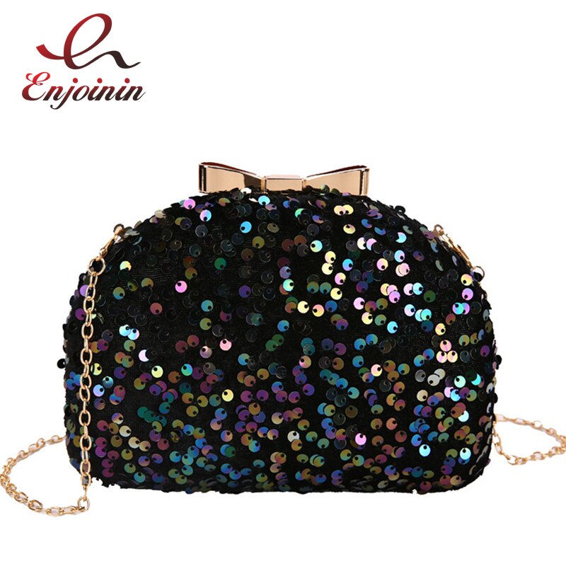 Luxe Sequin Glitter Party Clutch Avondtasje Voor Vrouwen Schouder Keten Tas Kleine Crossbody Tas Dames Bruiloft Portemonnee