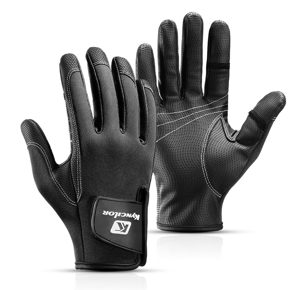 1 par de guantes de pesca para hombre y mujer, protección de pesca antideslizante, 2 dedos cortados, equipo deportivo de pesca, guantes de pesca: Black / XL