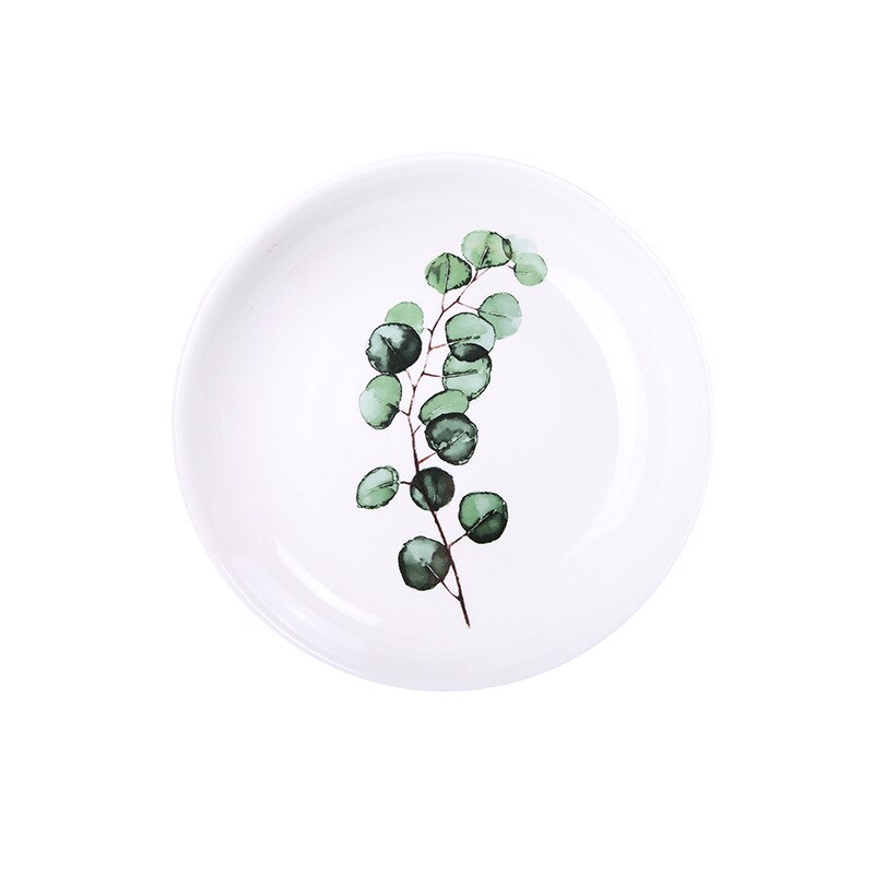 Nordisk stil planter mønster middag tallerkener hjem indretning mad retter ins bordservice keramisk blad plade hjem frugt skål: E