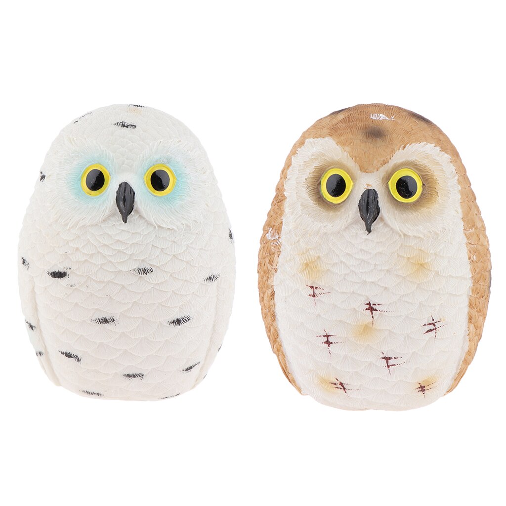 Realistic Owl Figurines Statues Bird Scarer Sculptures Home Garden Decor