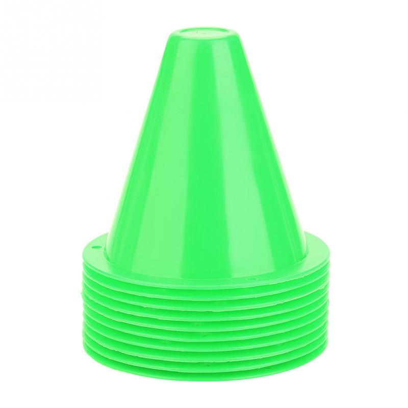 10 stück/set fußball-trainingsmarker, 8cm fußball-, rugby-, skating- und skateboard-platzmarkierungen, pe-kegelplatten, geschwindigkeitstrainingsgeräte: Grün