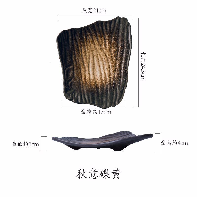 Assiette à sushi en céramique créative | En céramique de 10 pouces, assiette plate irrégulière de style japonais, assiette de petit déjeuner noire, assiette de snack cuite à la maison 1 pièce: B