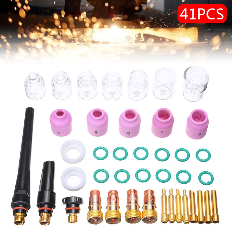 SET COMPLETO DI lenti a gas stubby TIG e collet 10 pz per saldatura
