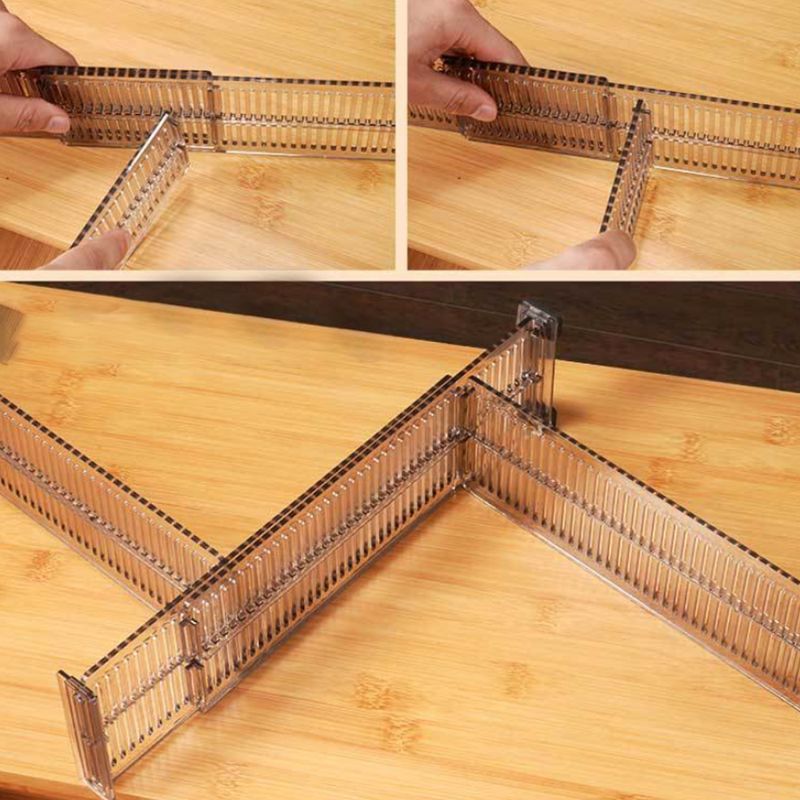 Séparateur tiroir ajustable en plastique, 2 pièces, séparateur à tiroir ajustable pour chaussettes, organisateur de rangement de placard pour bricolage