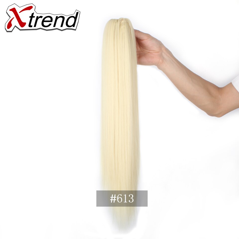 Xtrend-coletas de pelo sintético para mujer, extensiones de cabello de fibra de alta temperatura, con Clip de garra, peine de plástico, 20 pulgadas: #613