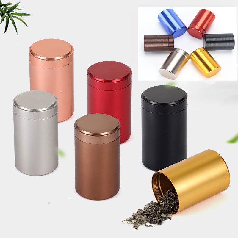1PCS 50g Metal Mini Storage Box Stainless Steel Sealed Small Aluminum Sealed Cans Portable Travel Tea Tin Cans Packaging