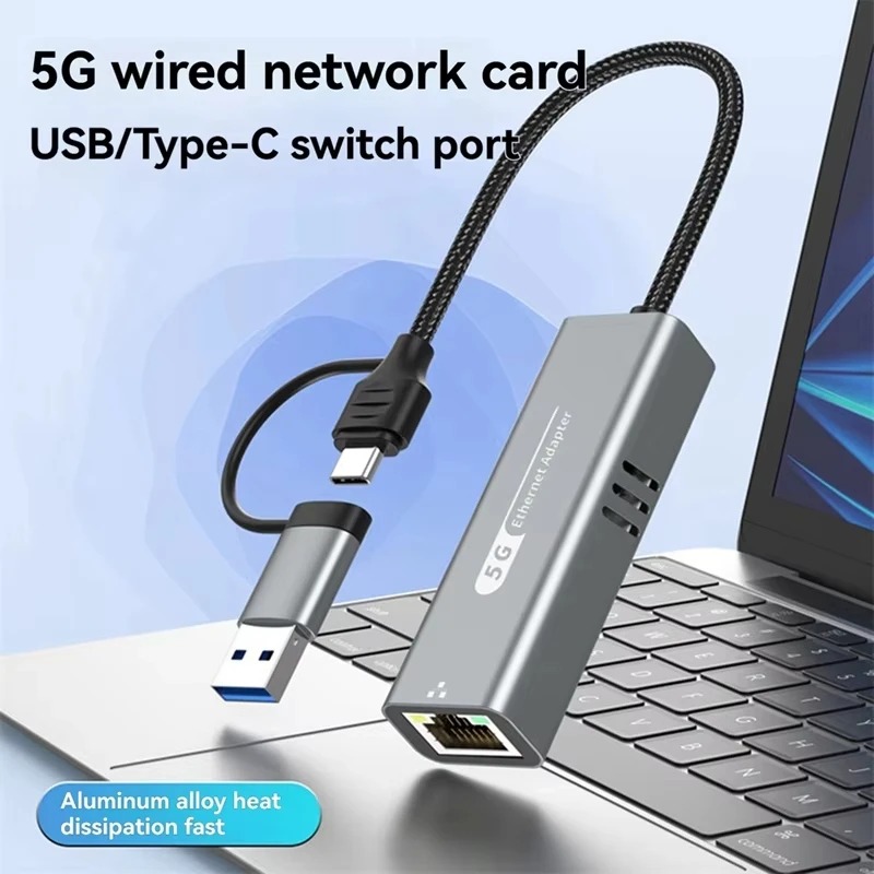 5 Gbit/s USB 3.2 Typ C Ethernet Adapter RJ45 Netzwerkkarte für Fenster 11 PC/Laptop USB-C RTL8157 Chip Konverter Lan Internetkabel