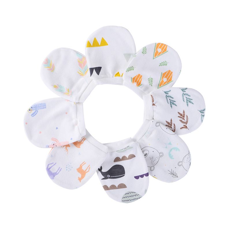 Baby Katoen Cartoon Patroon Anti Krassen Handschoen Bescherming Gezicht Scratch Mitten