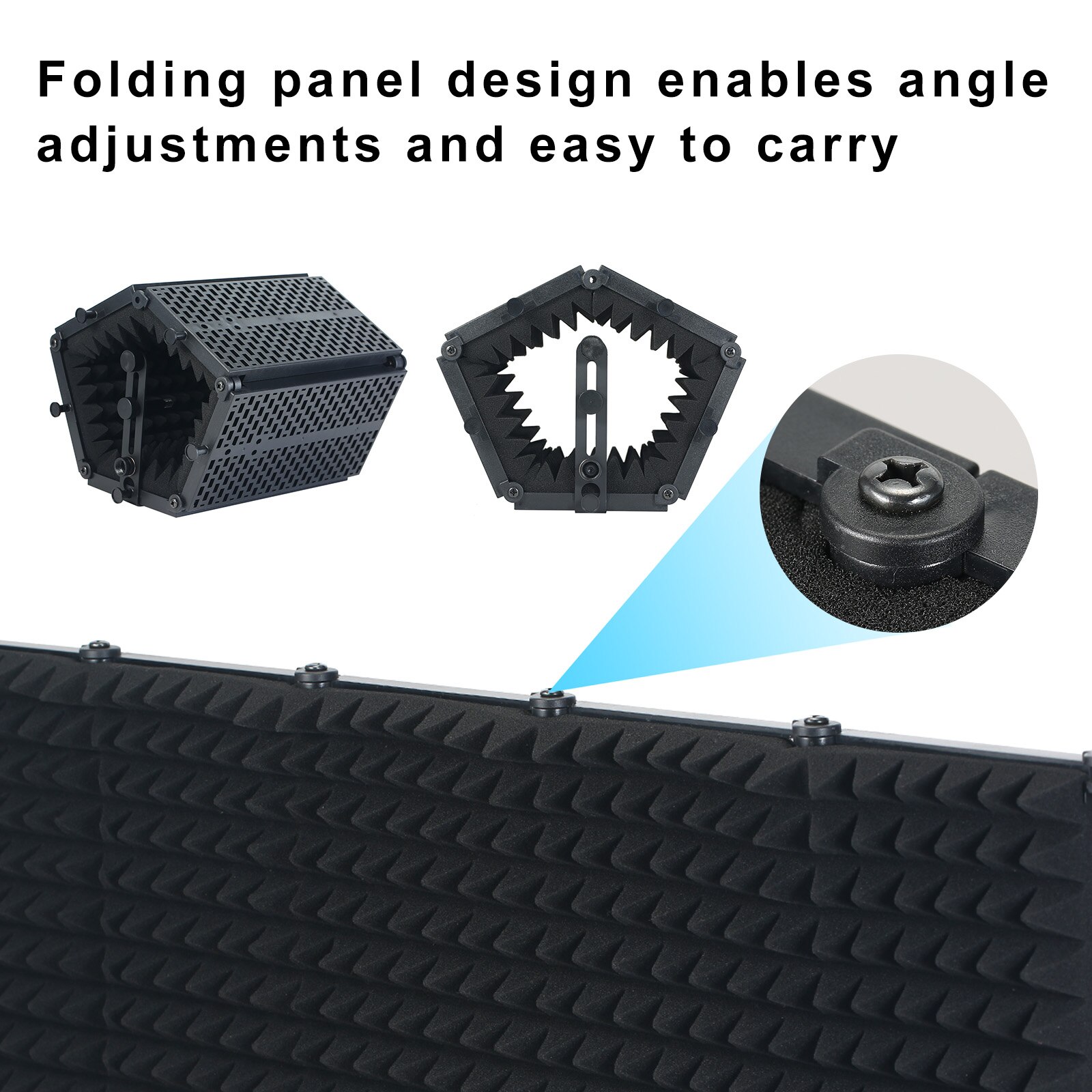 Microfoon Isolatie Shield 5-Panel Wind Screen Voor Opname Studio Opvouwbare High-Density Absorberende Spons