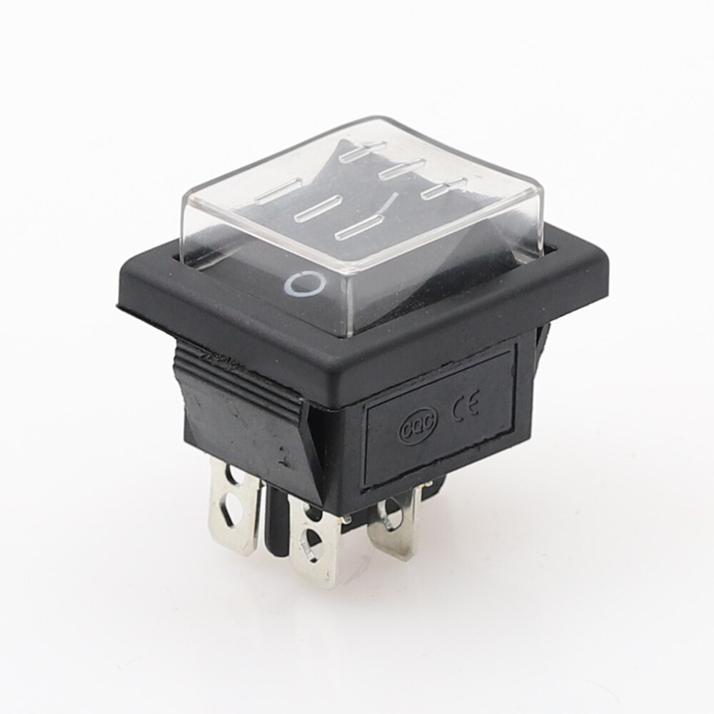 1PCS KCD4 Latching Rocker Switch Self-locking Power Switch DPST I/O 4 Pins 16A 250VAC 20A 125VAC Waterproof cap: Black w Cap