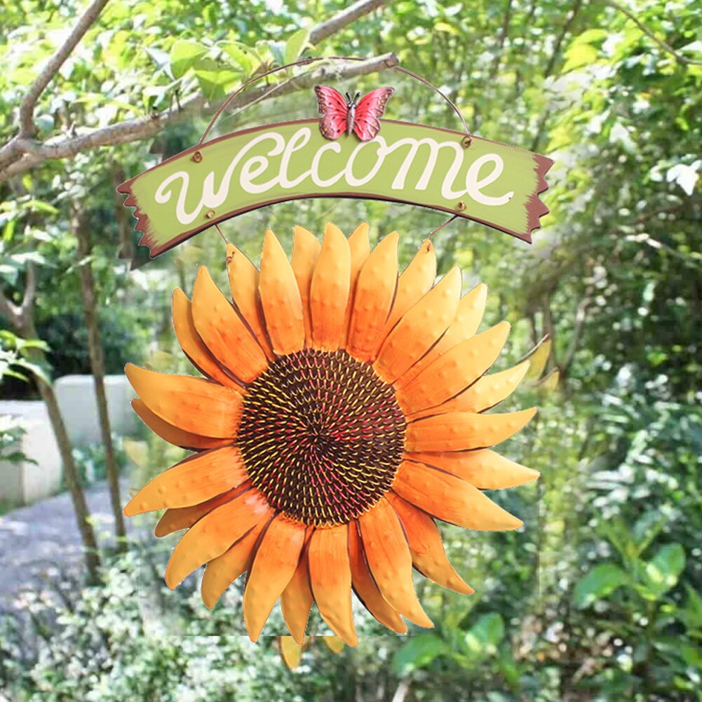 Welkom Teken Handcrafts Metalen Zonnebloem Voordeur Decor Muur Opknoping Teken Voor Deur Veranda Bar Cafe Winkel Deur Veranda