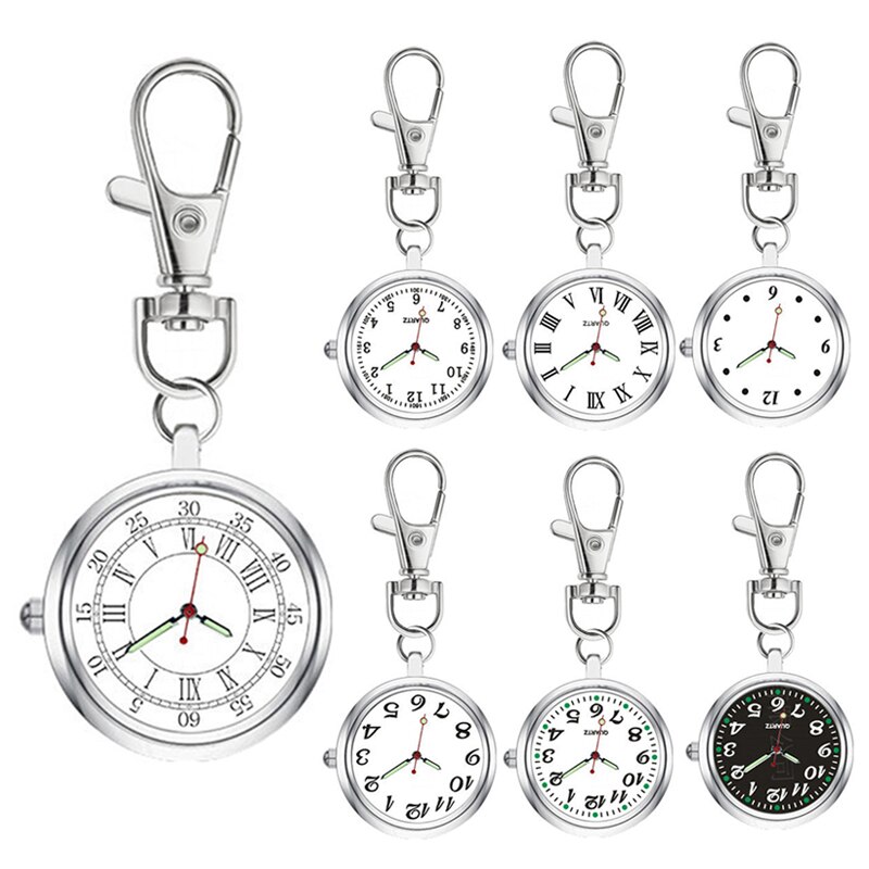 Llavero con reloj de bolsillo de cuarzo para hombre y mujer, colgante portátil con esfera redonda, H9