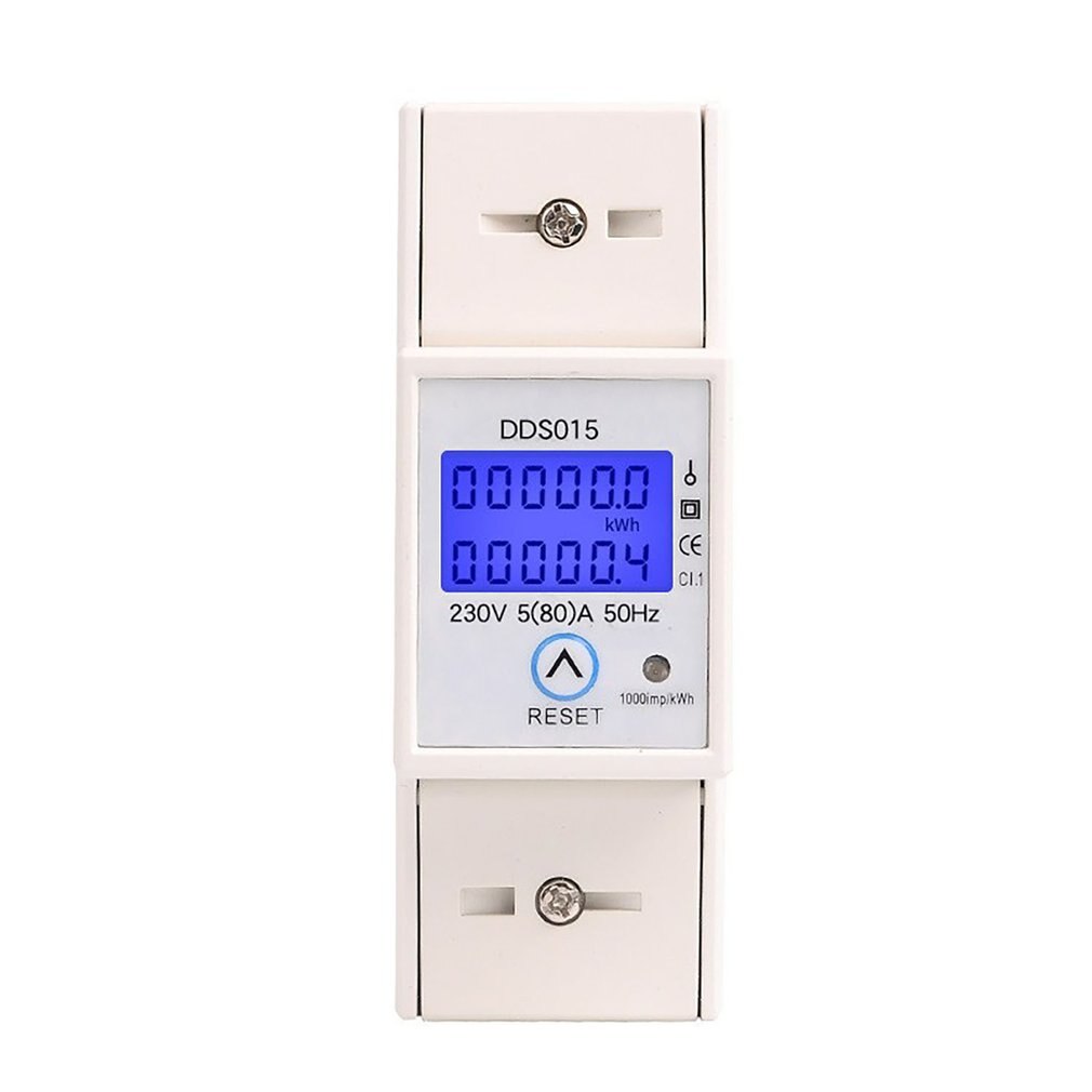 Backlights Single Phase Wattmeter Power Consumption Watt Electronic Energy Meter KWh 5-80A 230V AC 50Hz With Reset Function