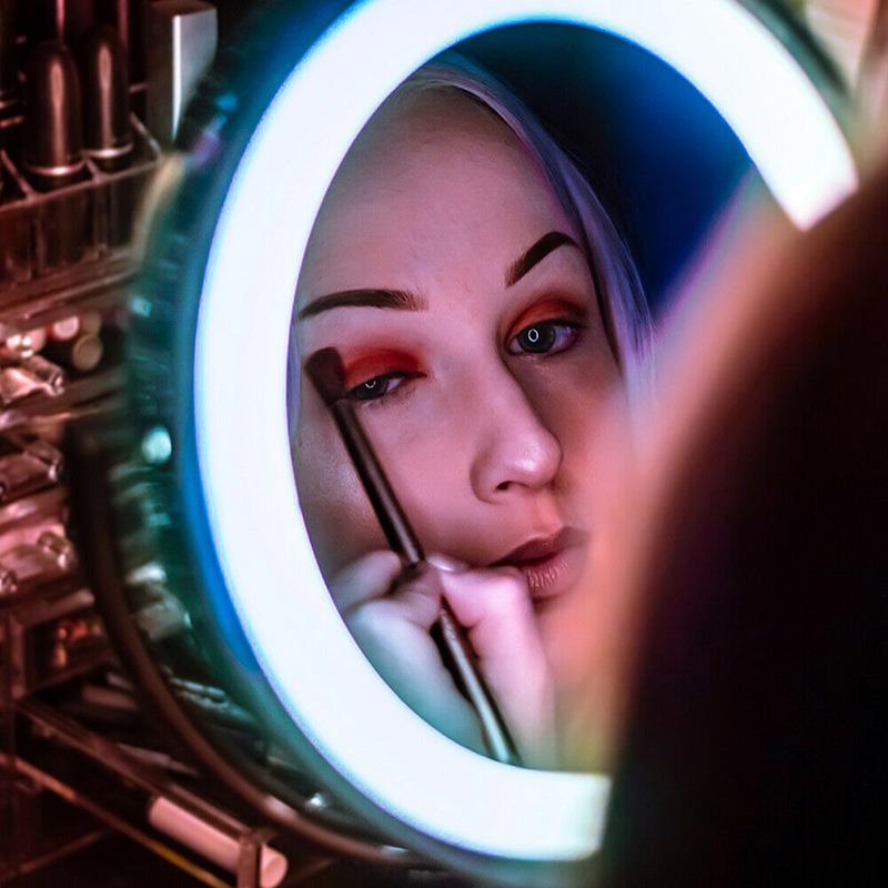 360 Rotation Flexible LED Makeup Shaving Mirror Lighted 10X Magnifying Makeup Mirror Power Locking Suction Cup Adjustable