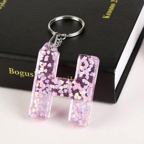 1 Pc Sleutelhanger Engels Brief Sleutelhanger 26 Engels Woord Glitter Hars Een Q Handtas Bedels Voor Vrouw: Roze