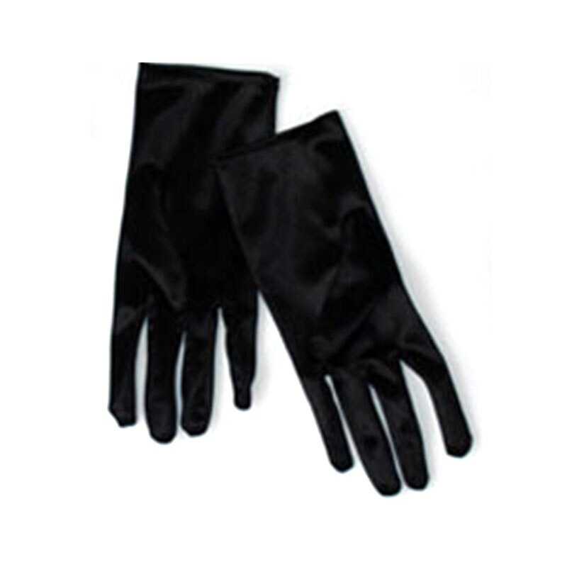 Guantes de lycra finos y elásticos para mujer, guantes de baile, color blanco, negro y blanco, 1 par,: Black