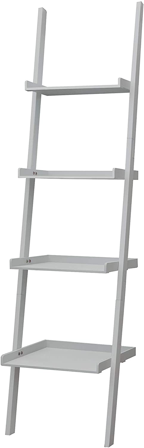 Ladder Shelf Grey Wooden 4-Tier Bookshelf Storage ... – Grandado