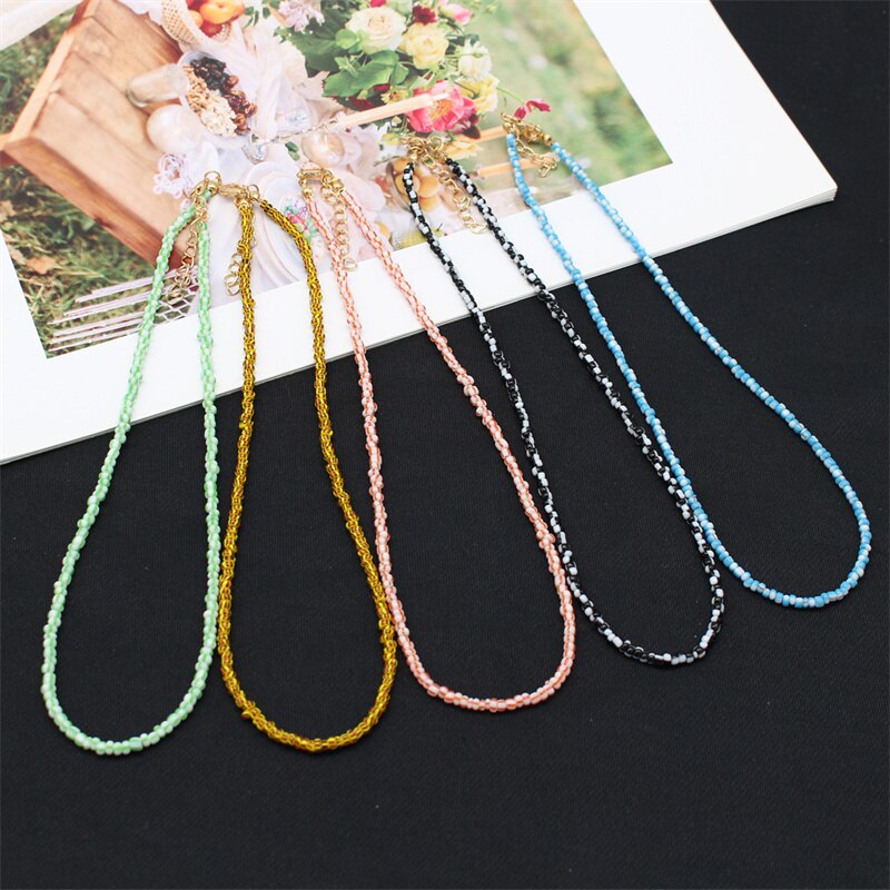 Bohemia Colorful Seed Beads Initial Choker Women Colar Collar Necklace Fashion Beach Femme Jewelry Gift Wholesale