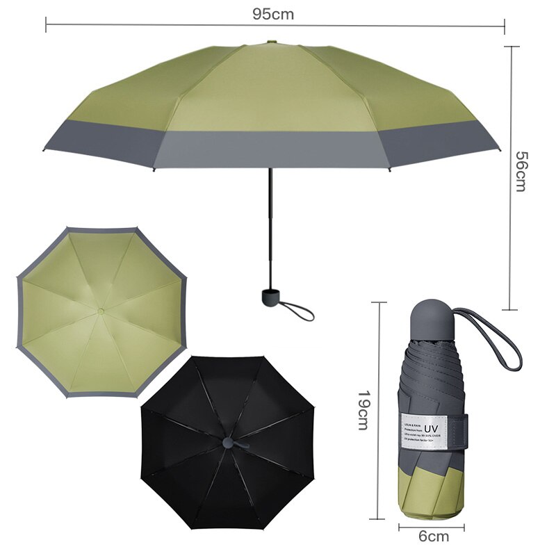 Paraguas de cápsula de protección Anti-UV, miniparaguas plegable, a prueba de viento, portátil, paraguas de lluvia para mujer, paraguas de bolsillo, paraguas de hombre