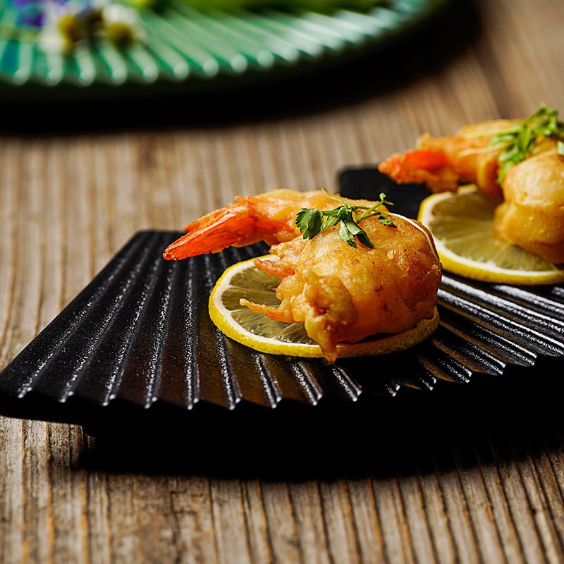 Platos en forma de abanico para servir, vajilla de cerámica, platos japoneses especiales para Sushi, comida, pastel, aperitivos, plato de soporte de exhibición, empalmable