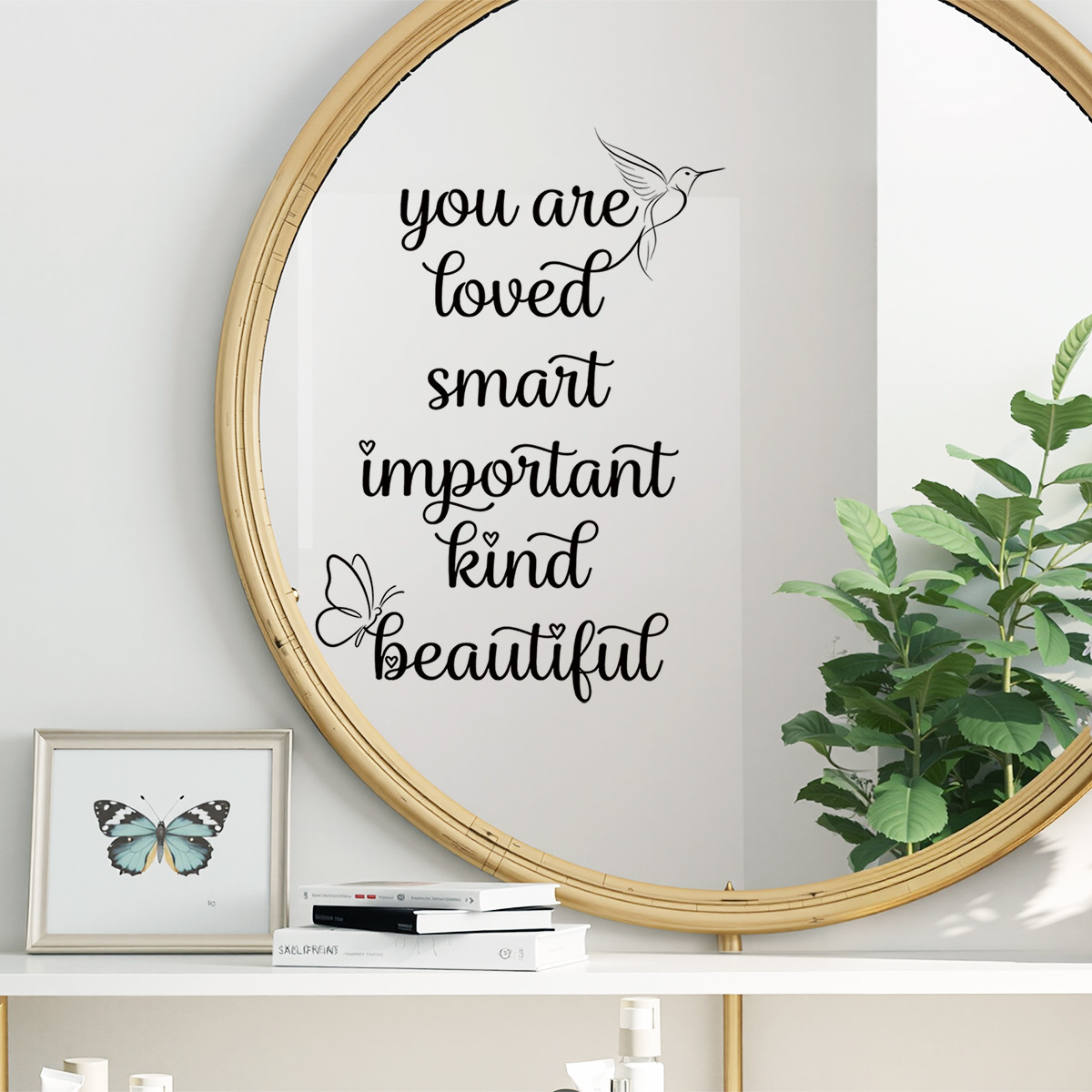 White&Black You Are Loved Mirror Decal – Inspirational Self-Love Vinyl Sticker, Mirror Decal Stickers, For Car Bathroom Decor: black