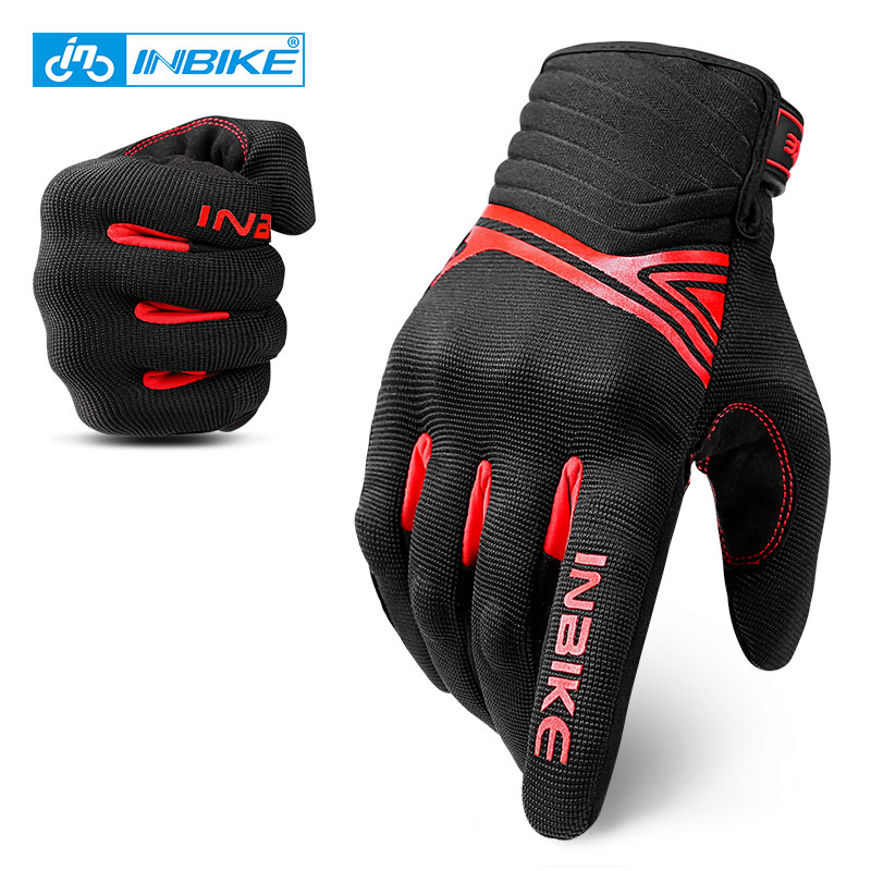 INBIKE-guantes para bicicleta resistentes a golpes, transpirables, para montar en bicicleta de montaña, con pantalla táctil de dedo completo para hombre