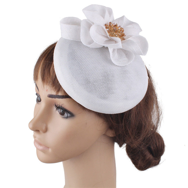 FS-gorros de boda para mujer, sombrero con pinza para el pelo, , nupcial, iglesia, Fedora, pastillero: White