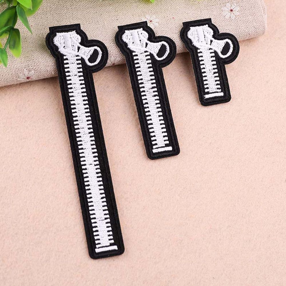 Parches bordados para planchar en la ropa, pegatinas de mochila, parche para coser insignias, con cremallera fresca negra de Calavera, 1 unidad
