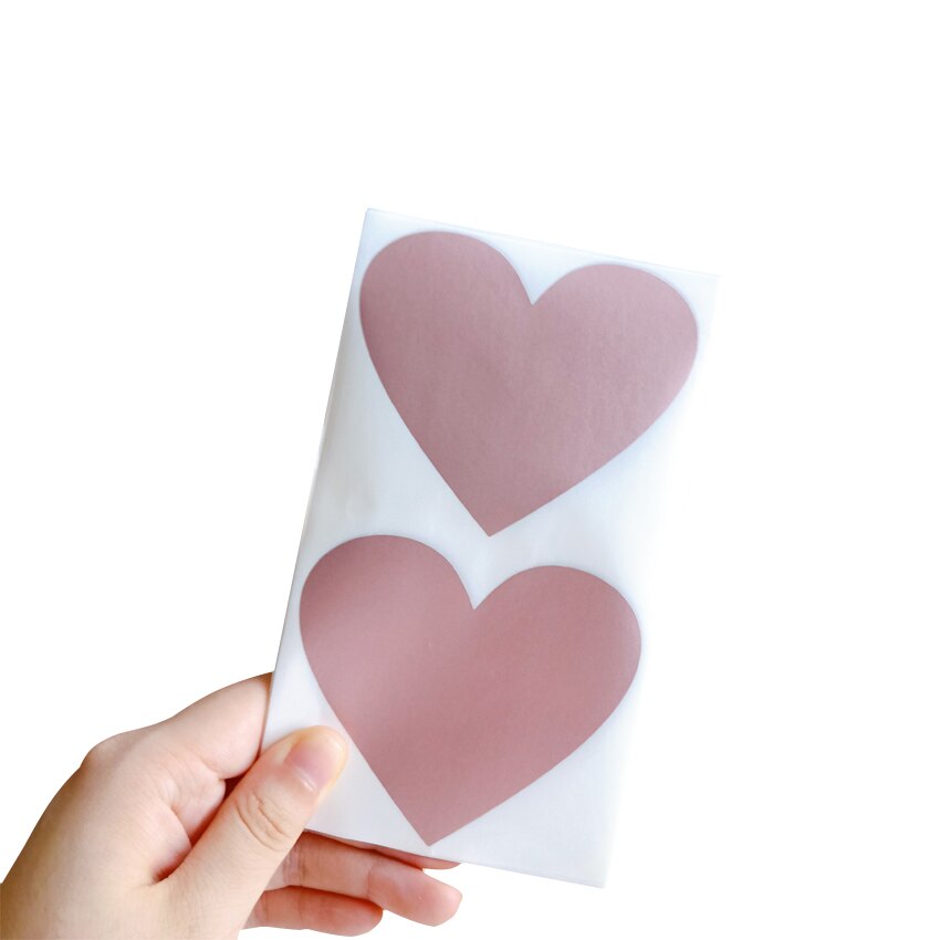 50pcs/lot Kawaii Golden Red Heart Dialog Scratch coating Sticker DIY Multifunction scraping sticker Decoration label: Rose gold Heart