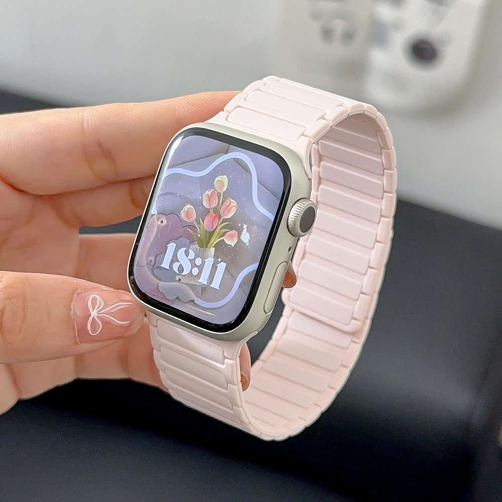 Silicone Strap for Apple Watch 46mm 42mm 49mm 45mm 41mm 44mm 40mm Magnetic Band for IWatch Ultra 2 Series 10 9 8 7 6 SE 5 4 3: Red Black / 12mm