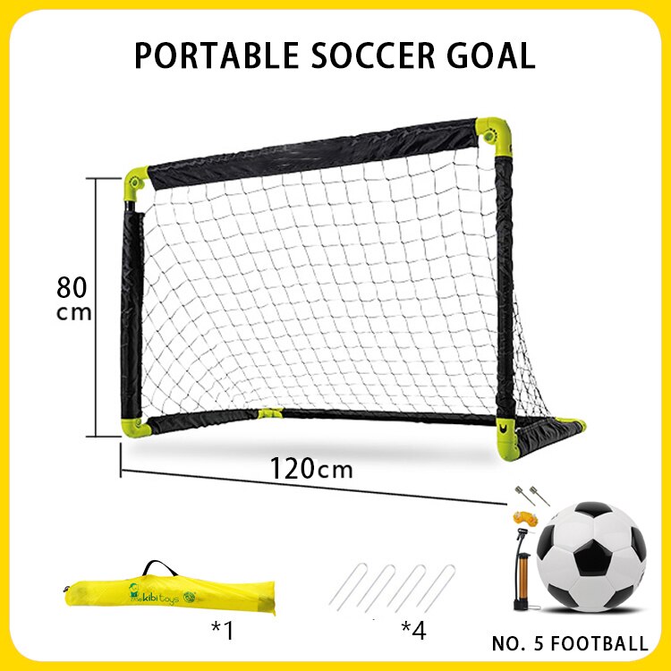 Portable Folding Youth Soccer Goal Children Sports Soccer Goal With Size 3/5 Soccer Ball No assembly required Game Football Gate