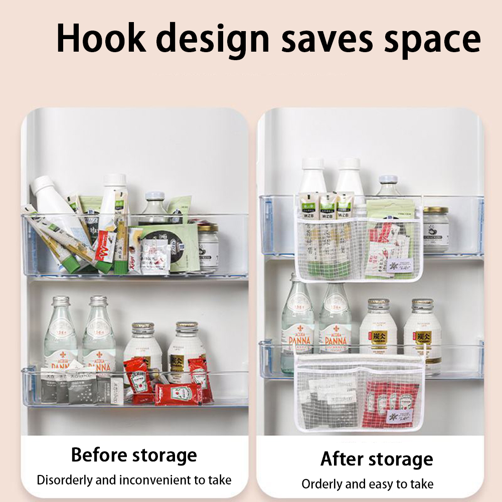 1pcs Refrigerator Storage Mesh Bag Portable Seasoning Food Snacks Net Bag Household Kitchen Hanging Classification Organizers