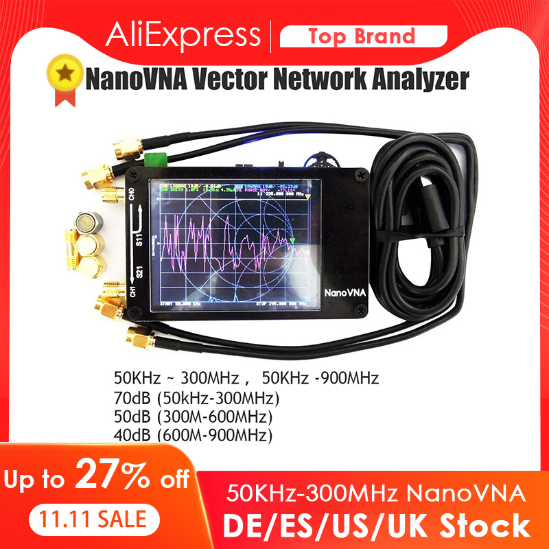 2.8 inch LCD Display 50KHz-300MHz NanoVNA VNA HF VHF UHF UV Vector Network Analyzer nanovna calibration kit Antenna Battery