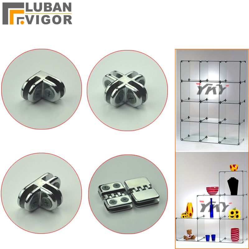 Glas/Acryl Showcase Klem/Clips/Connector, Montage Onderdelen, Voor 5Mm Glas/Acryl, zonder Boren, Te Installeren, Hardware