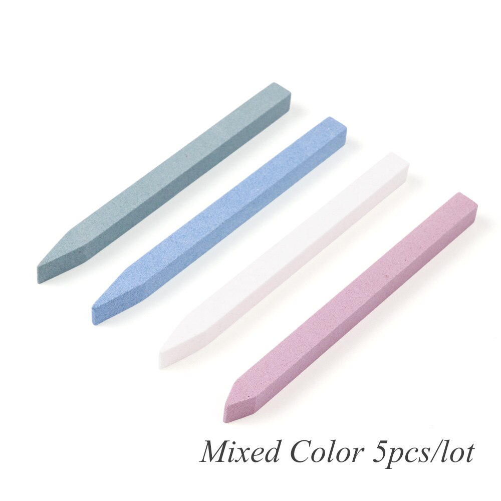 5 Pcs Nail File Cuticle Remover Nail Buffer Quartz Scrubs Steen Slijpen Staaf Gel Polish Manicure Nail Gereedschap JI1000