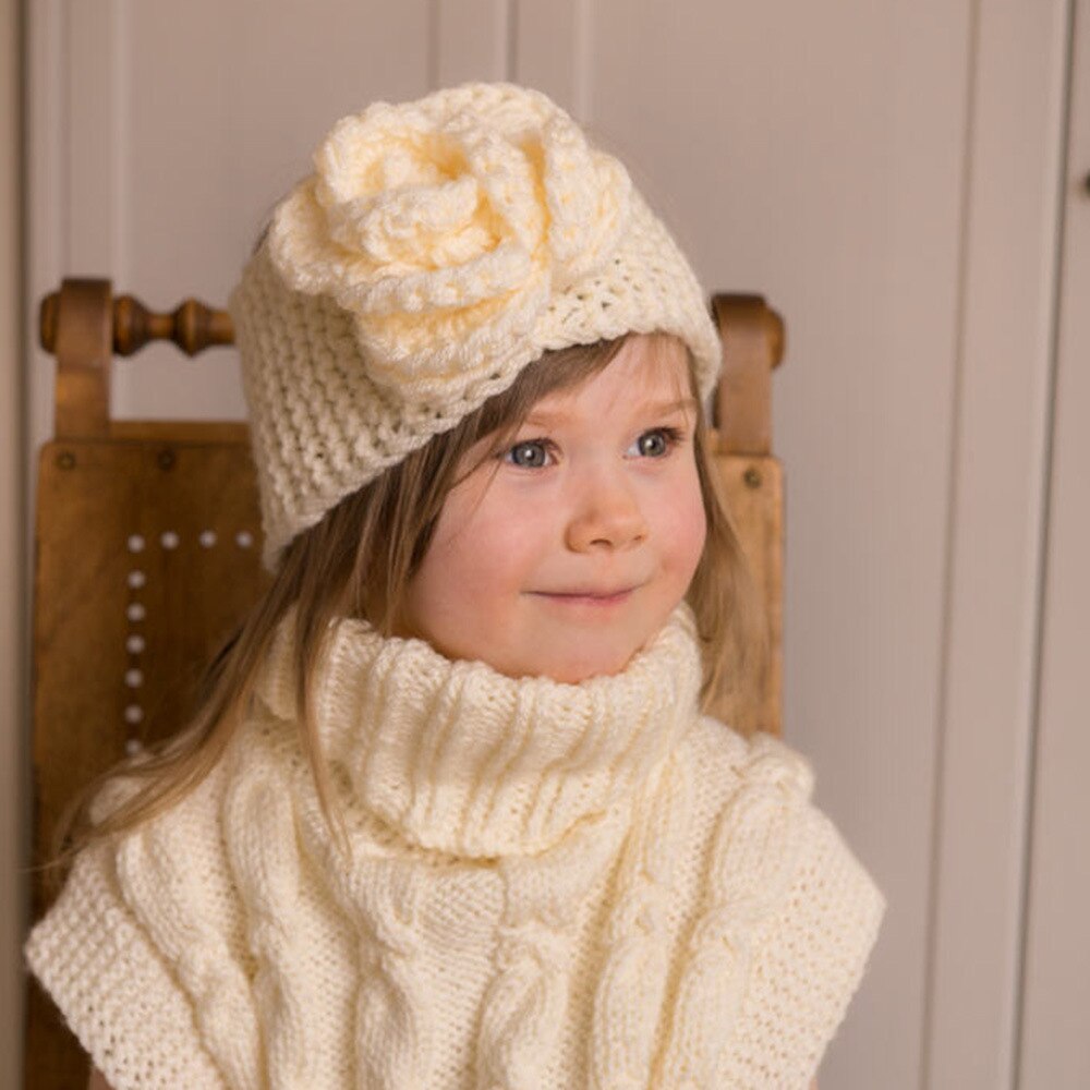 Nouvelle doux bébé hiver garder au fleur tricot laine infantile enfants fille bandeau phtographie accessoires bébé cheveux accessoires