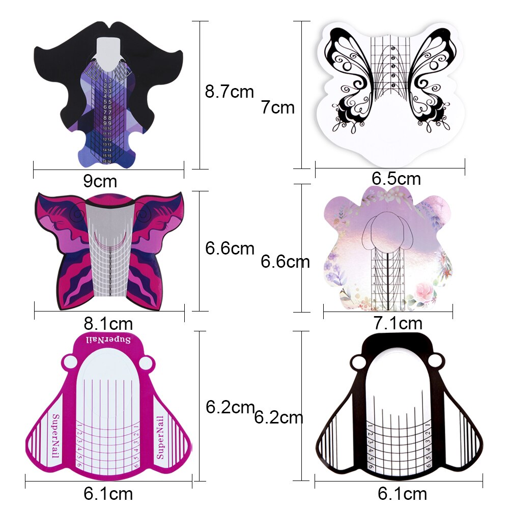 500 Uds puntas de extensión de uñas molde acrílico formas inferiores papeles de Gel de construcción plantilla de manicura herramienta francesa de fibra