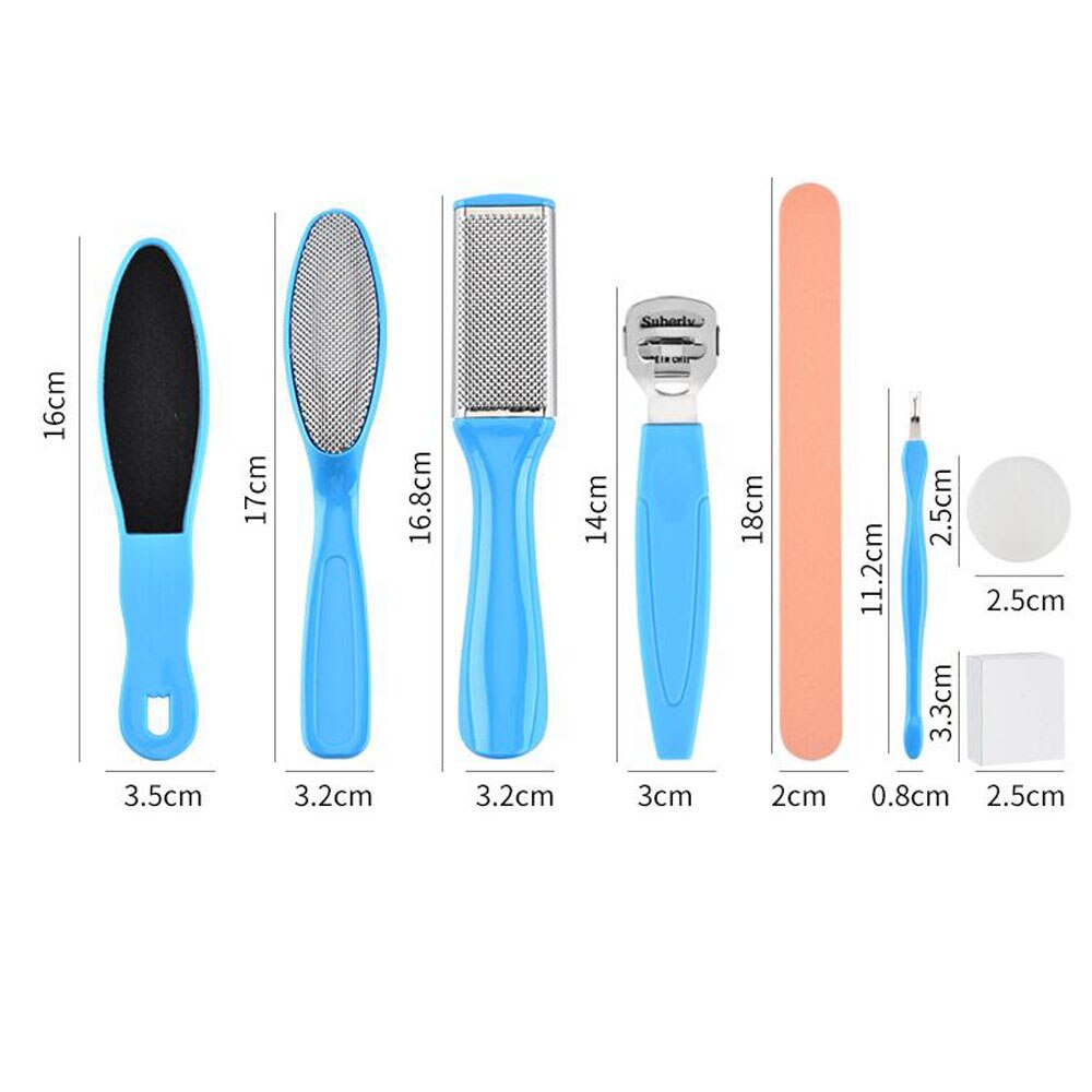 8 st/set manikyr fotvård fil set död hård hud callus remover skrapa pedikyr rasp verktyg fotvård verktygssats rostfritt verktyg: 8pc