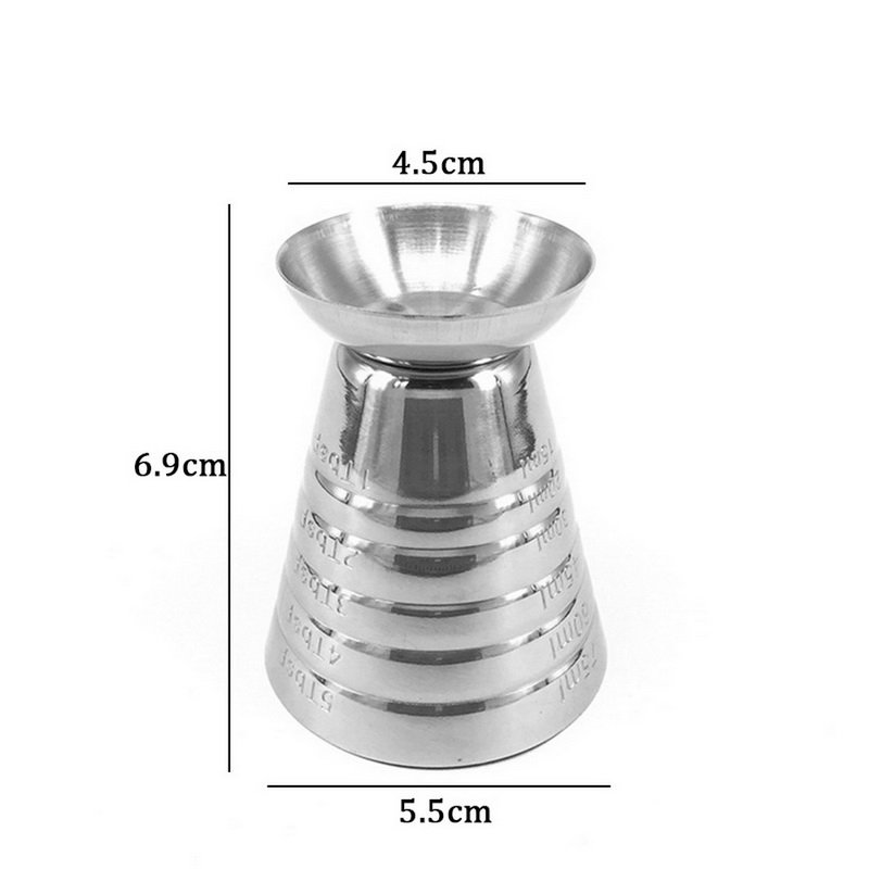 Vaso de medición de 75ml, onza, Jigger, Bar, cóctel, bebida, mezclador, licor, taza de medición, taza de café de acero inoxidable, Mojito