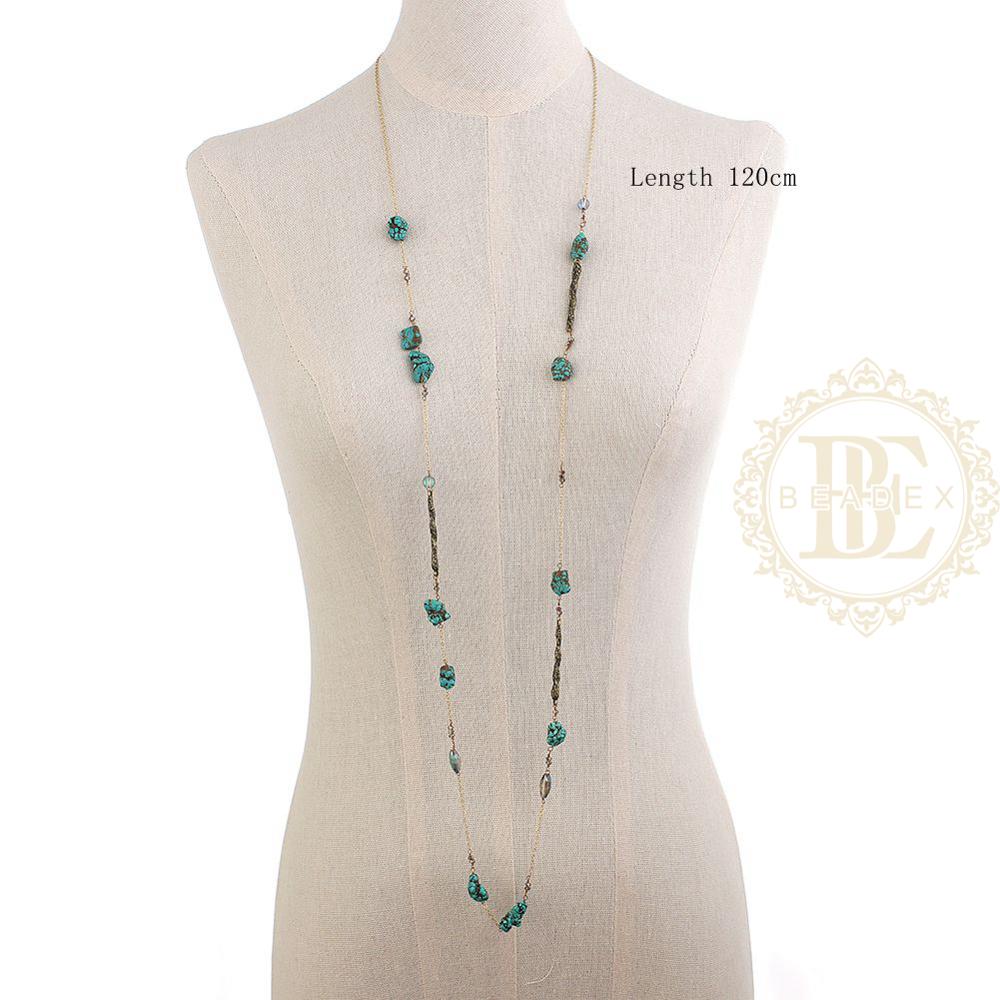 Een Mode Sieraden Halfedelstenen Synthetische Steen Hand Gekoppeld Lange Ketting-1200Mm (BE182)