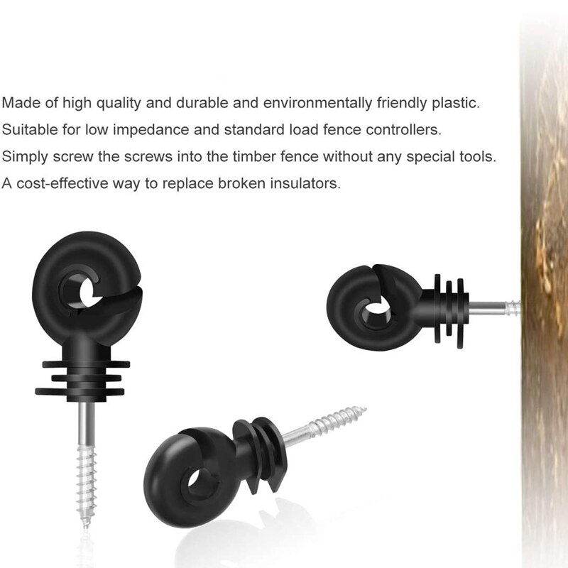 25Pcs Electric Fence Insulator Screw-in Insulator Fence Ring Post Wood Post Insulator,Livestock Fence Accessories